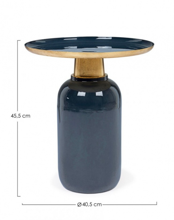 Masuta de cafea Nalima rotunda, Metal, Albastru, x40.5x45.5 cm [2]