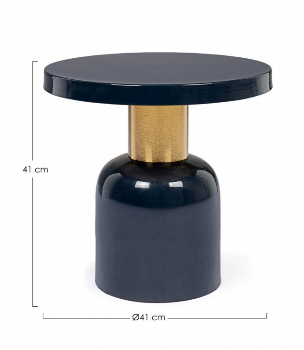 Masuta de cafea Nalima rotunda, Metal, Bleumaren, x41x41 cm [2]