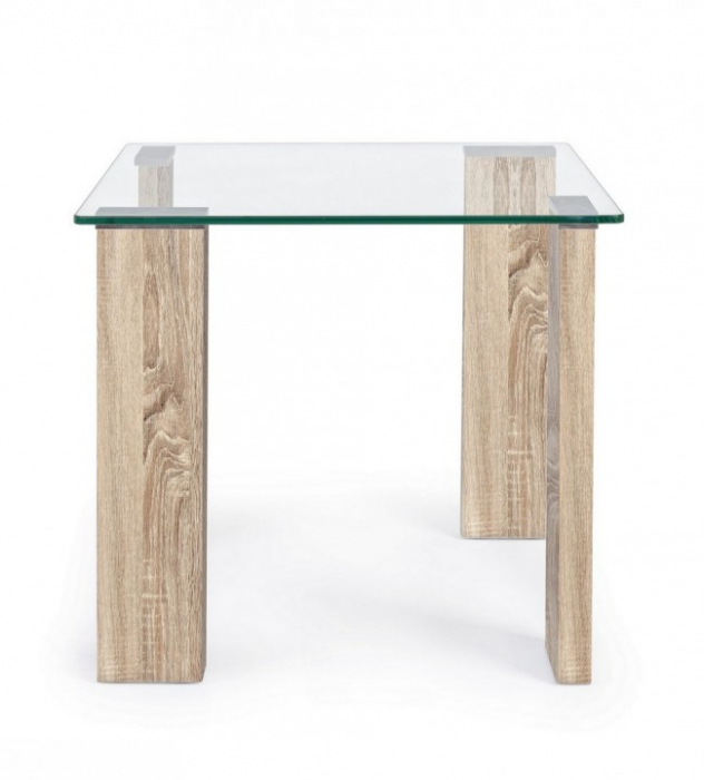 Masuta de cafea New Arley, Sticla, Maro, 55x55x51 cm [2]