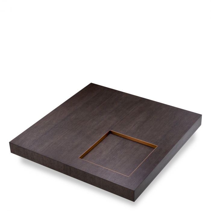 Măsuță de cafea, Otus patrata, furnir din stejar, mocha, finisaj alamă, Dims: L. 110 | W. 110 | H. 30.5  (CM) [2]