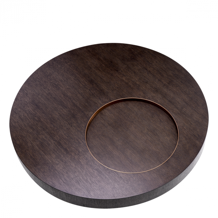 Măsuță de cafea, Otus rotunda, furnir din stejar, mocha, finisaj alamă, Dims: Ø 110 | H. 30.5  (CM) [3]