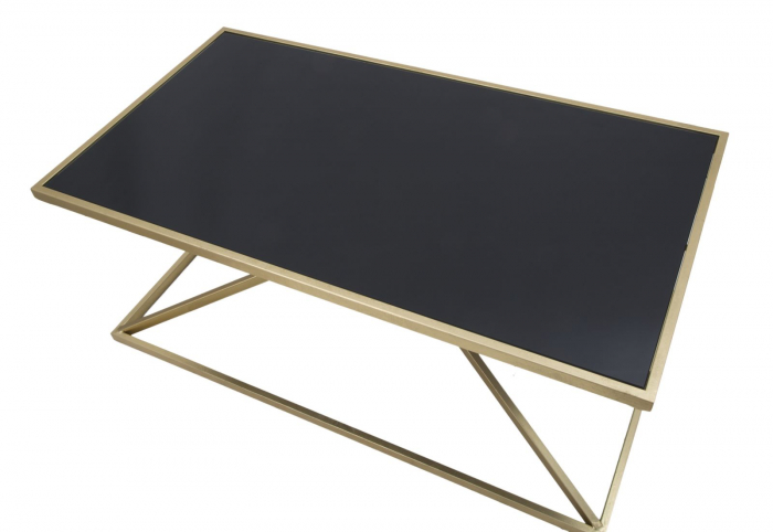 Masuta de cafea Piramid, MDF/Sticla, Negru/Auriu, 110x60x45 cm [5]