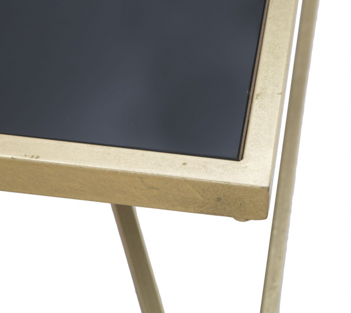 Masuta de cafea Piramid, MDF/Sticla, Negru/Auriu, 110x60x45 cm [8]