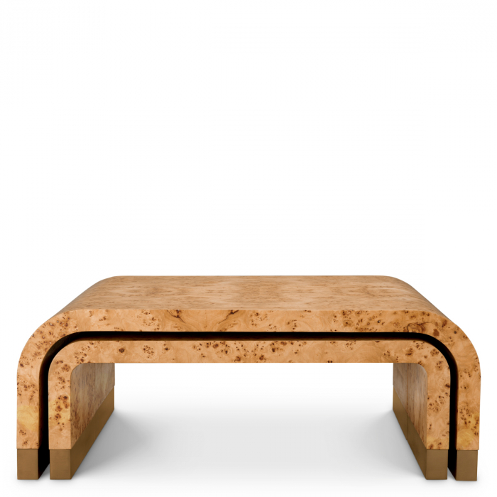 Masuta de cafea, Quinton maro deschis furnir mappa burl set de 3 [7]