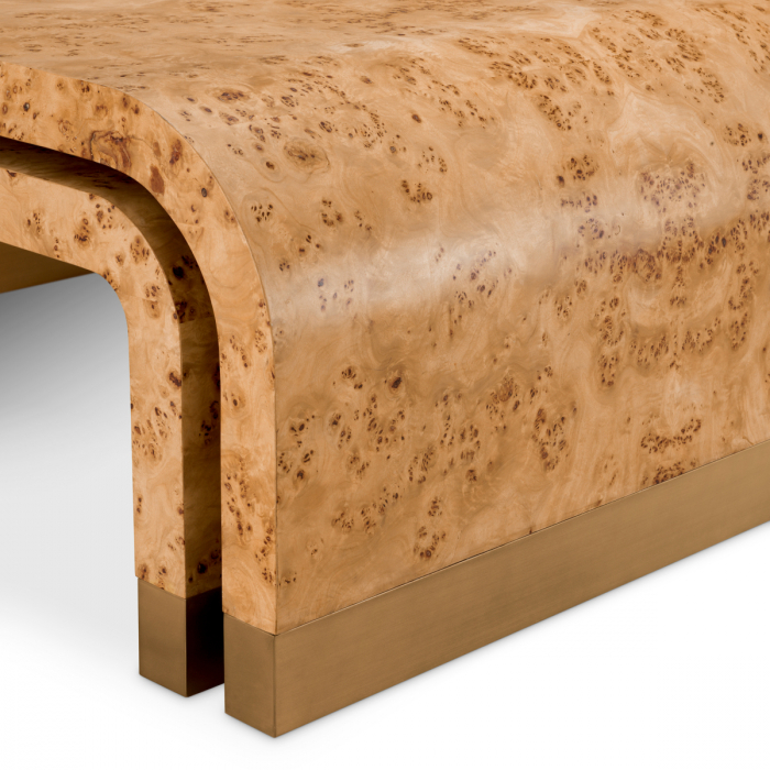 Masuta de cafea, Quinton maro deschis furnir mappa burl set de 3 [8]