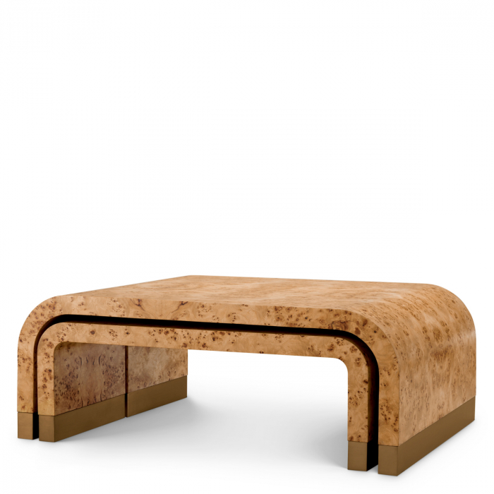 Masuta de cafea, Quinton maro deschis furnir mappa burl set de 3 [6]