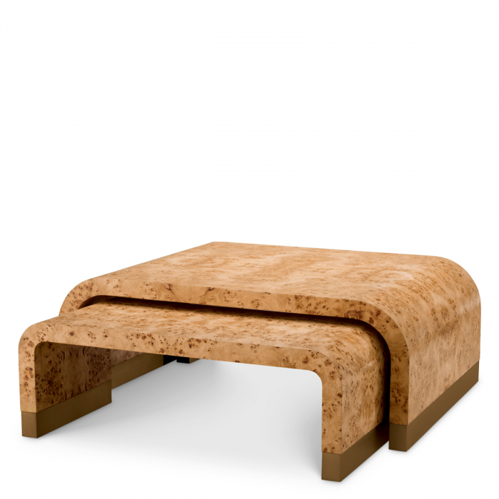 Masuta de cafea, Quinton maro deschis furnir mappa burl set de 3 [5]