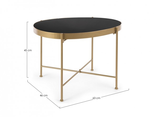 Masuta de cafea Rashida, Metal, Negru-Auriu, 63x46x45 cm  [2]