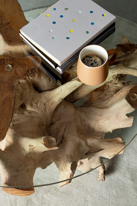 Masuta de cafea Rosalind, Lemn-Sticla, Maro, 70x46 cm  [3]
