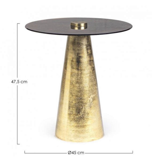 Masuta de cafea rotunda, Aluminiu, Auriu, 45x47.5 cm  [2]