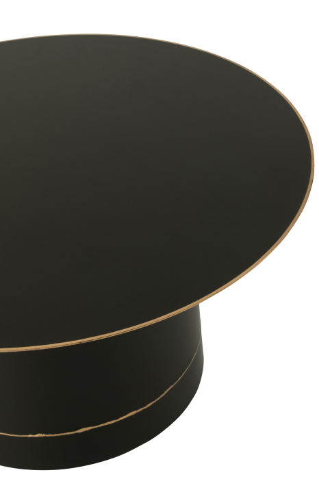 Masuta de cafea rotunda cu baza cilindrica si bordura, metal, negru/auriu, L [4]