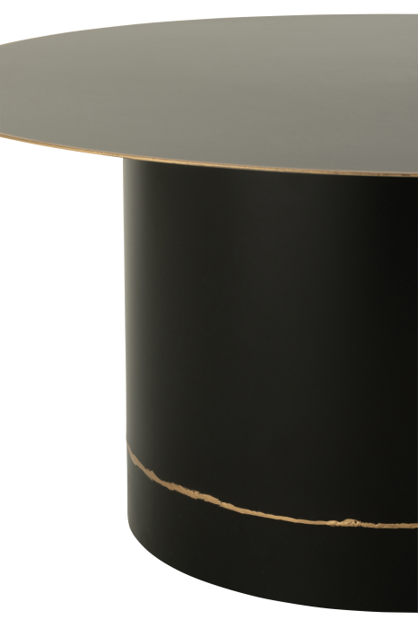 Masuta de cafea rotunda cu baza cilindrica si bordura, metal, negru/auriu, L [3]