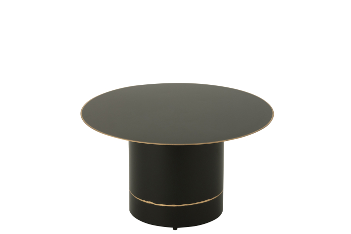 Masuta de cafea rotunda cu baza cilindrica si bordura, metal, negru/auriu, S [2]