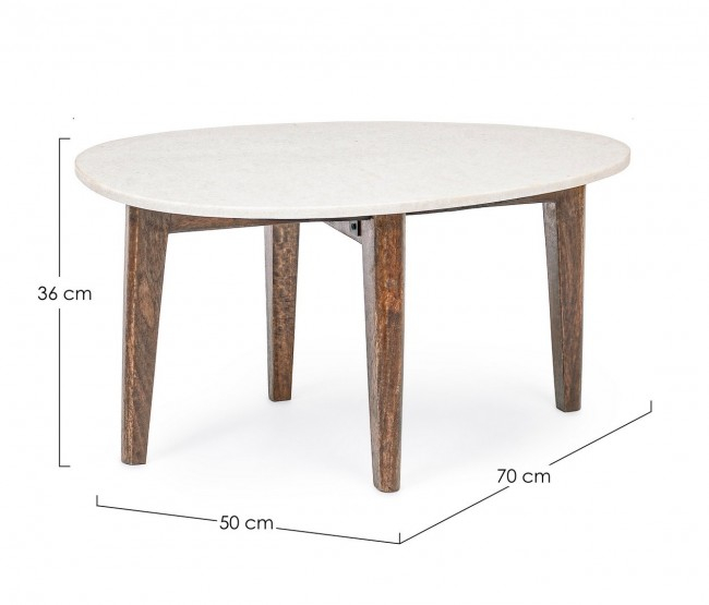 Masuta de cafea Sylvester, Lemn de mango, Alb, 70x50x36 cm  [2]