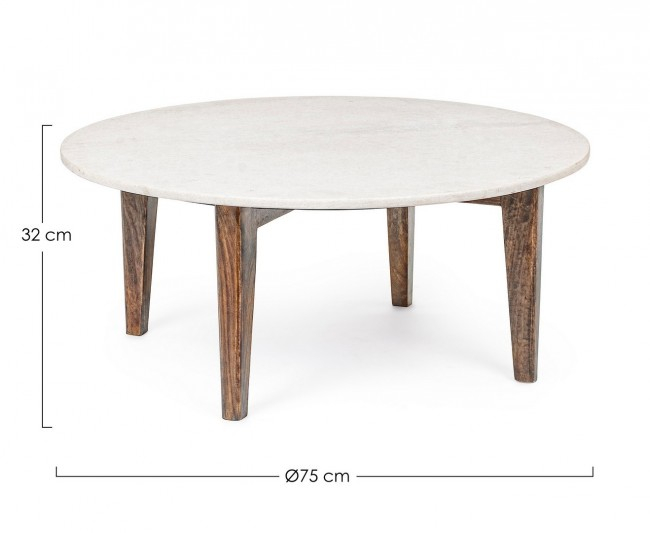 Masuta de cafea Sylvester, Lemn de mango, Alb, 75x32 mc  [2]