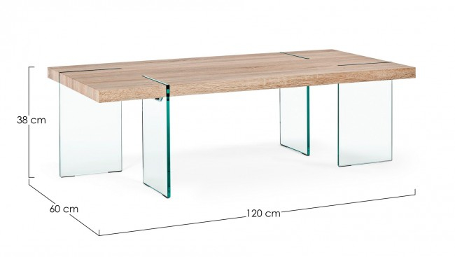 Masuta de cafea Tom, Lemn/Sticla, Maro, 120x60x38 cm [2]