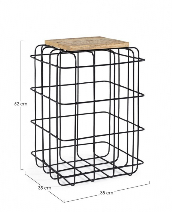 Masuta de cafea Trellis, Otel, Maro, 35x35x52 cm [2]