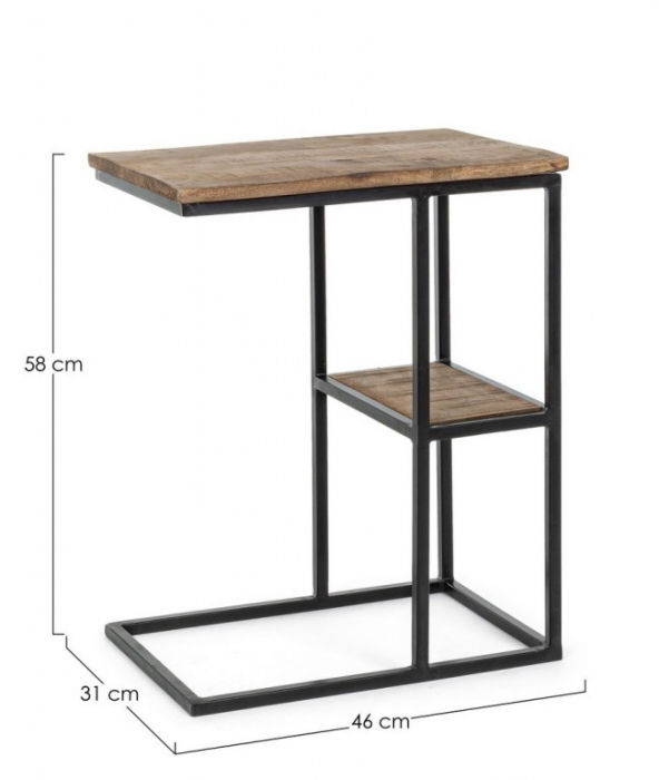 Masuta de cafea Walton, Metal, Negru-Maro, 46x31x58 cm  [2]