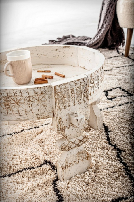 Masuta de cafea Yasir, Lemn, Alb/Patina cupru, 50x35 cm [3]
