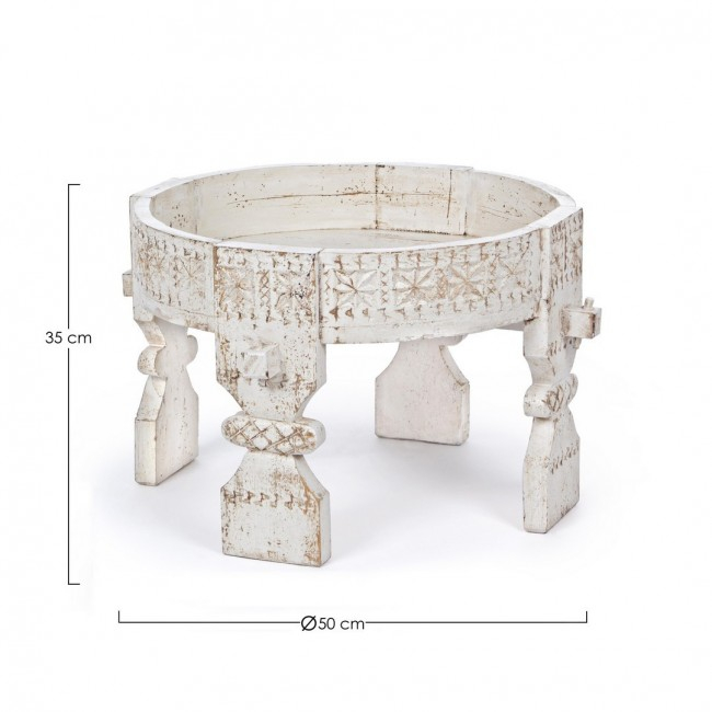 Masuta de cafea Yasir, Lemn, Alb/Patina cupru, 50x35 cm [2]
