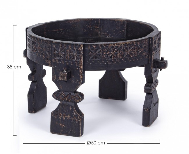 Masuta de cafea Yasir, Lemn, Negru/Patina cupru, 50x35 cm [2]