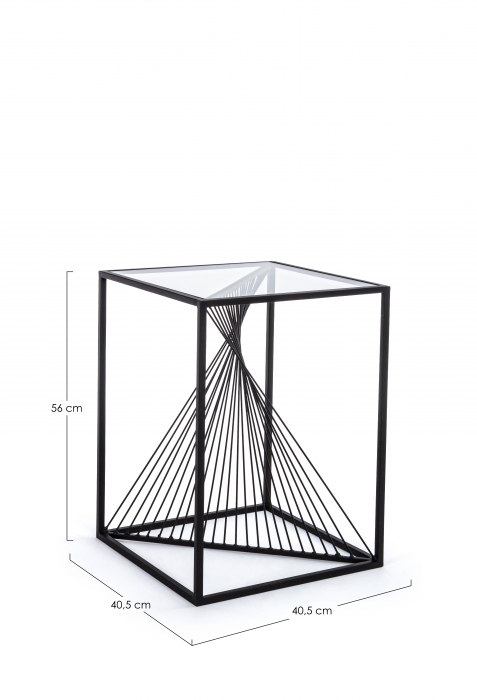 Masuta Espiral, Otel/Sticla, Negru/Transparent, 40.5x40.5x56 cm [2]