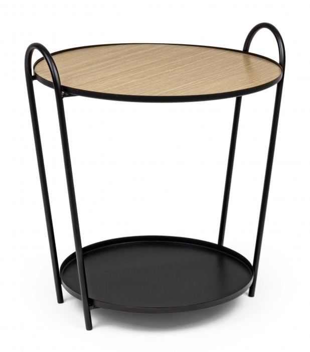 Masuta Everitt D51, Otel MDF Lemn, Maro Negru, 51xx57 cm Bizzotto imagine noua elgreco.ro