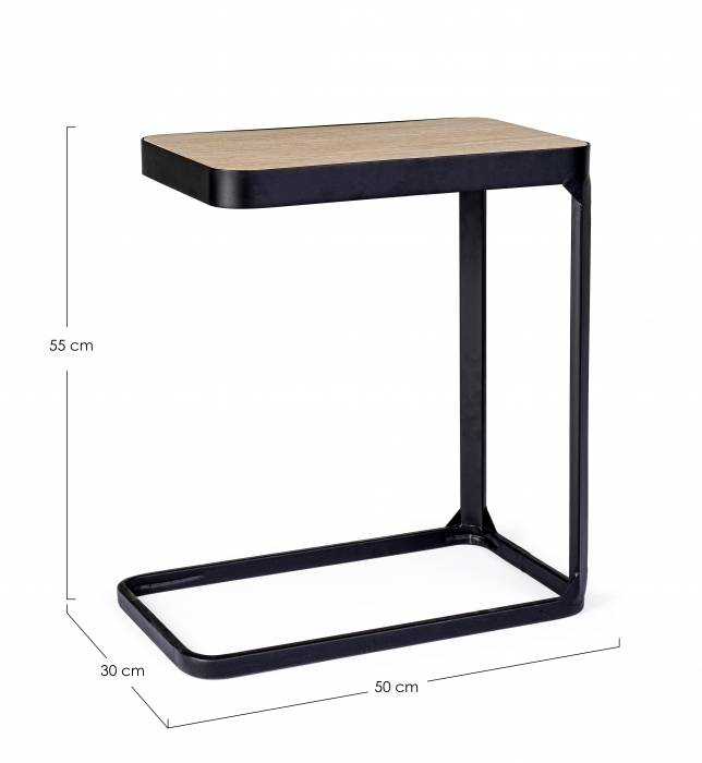 Masuta Everitt, Otel/MDF/Lemn, Maro/Negru, 50x30x55 cm [2]