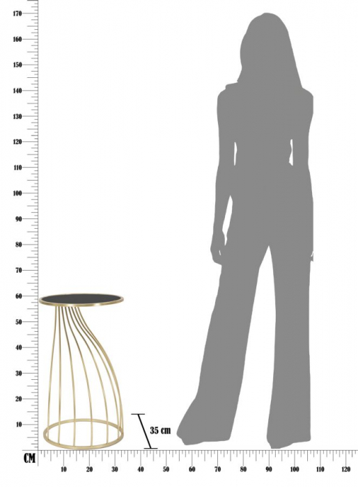 Masuta  FLUSH , Metal/Sticla, Negru/Auriu, 35X60 cm [9]