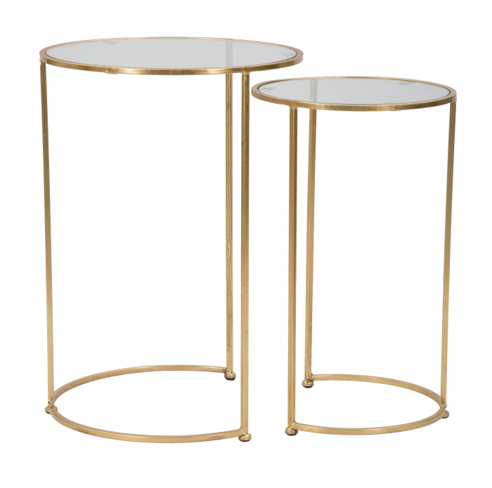 Set 2 masute Glam Simply, Fier/Sticla, Auriu, 63/56,5x44/34,5x44/34,5 cm [2]