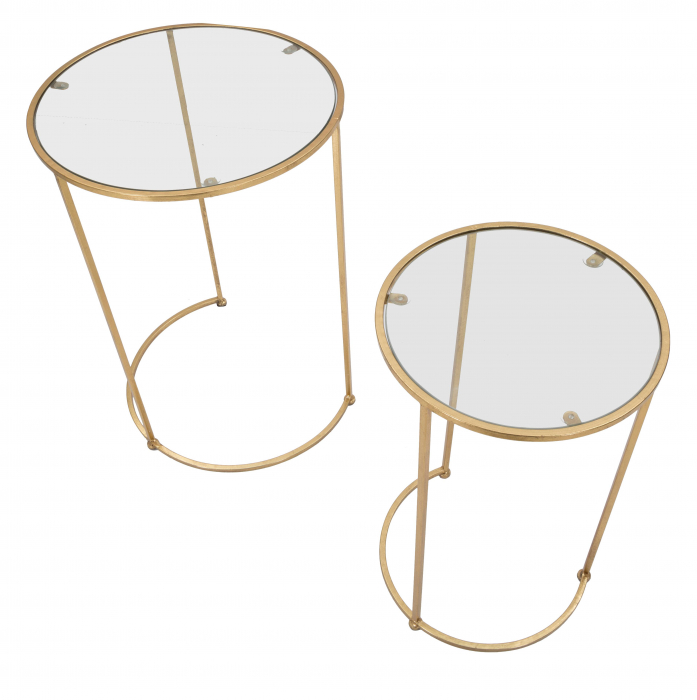 Set 2 masute Glam Simply, Fier/Sticla, Auriu, 63/56,5x44/34,5x44/34,5 cm [5]