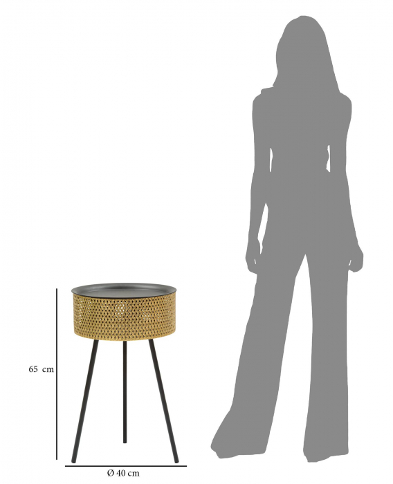 Masuta Glovy, Fier, Auriu/Negru, 65x40x40 cm [3]