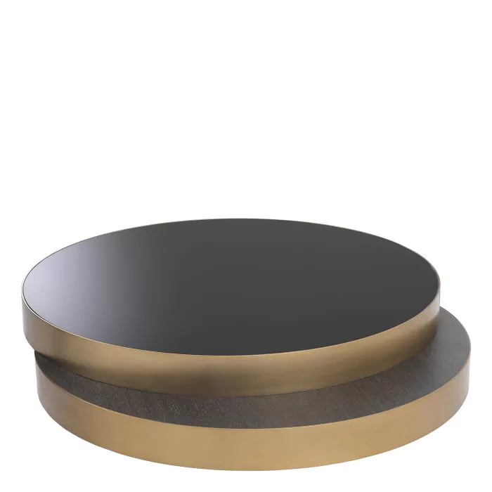 Măsuță de cafea, Griffith, furnir din stejar, gri carbune finisaj alama /sticla neagra, Dims: L. 140 | W. 120 | H. 28.5  (CM) [2]