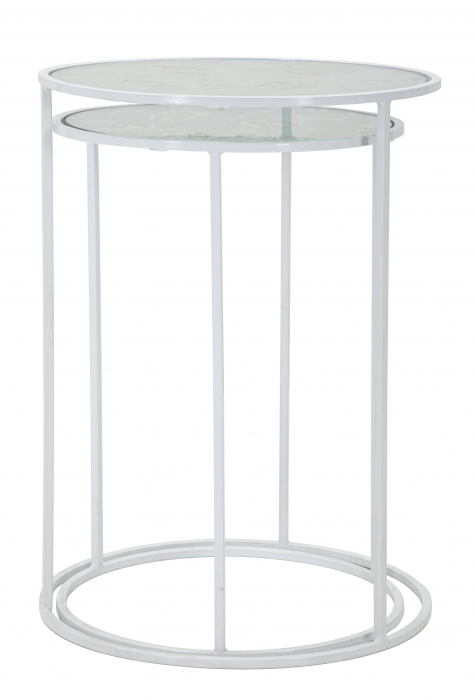 Masuta Harts Coppia, Fier/Sticla, Alb, 60/55 x43/38x43/38 cm [3]