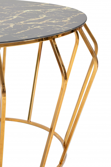 Masuta Histor, Fier/Sticla, Auriu/Negru, 78x44.8x78 cm [2]