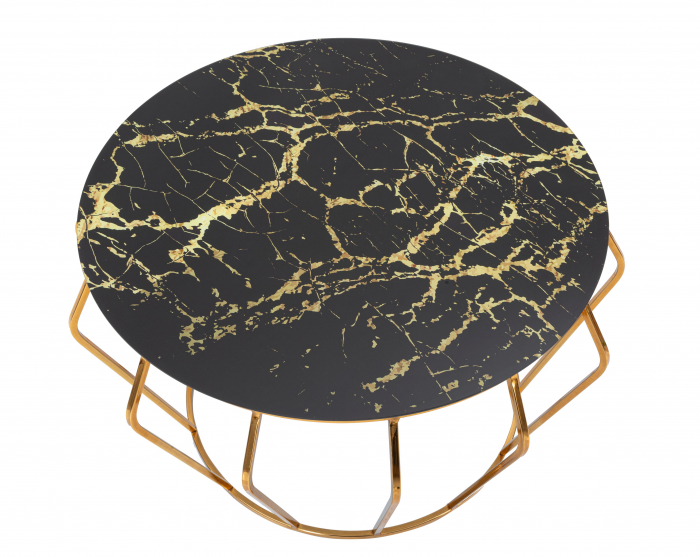 Masuta Histor, Fier/Sticla, Auriu/Negru, 78x44.8x78 cm [4]