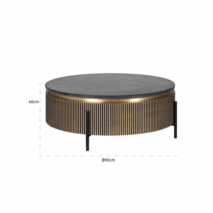 Masuta Ironville, Metal/Marmura/Lemn, Auriu/Negru, 40x90 cm [4]