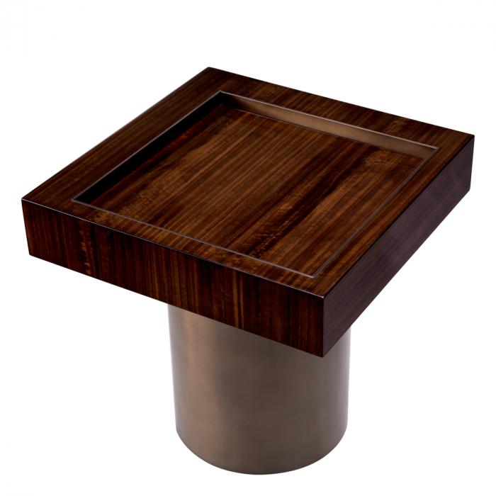 Măsuță laterală, Otus pătrată furnir eucalipt, finisaj bronz [3]