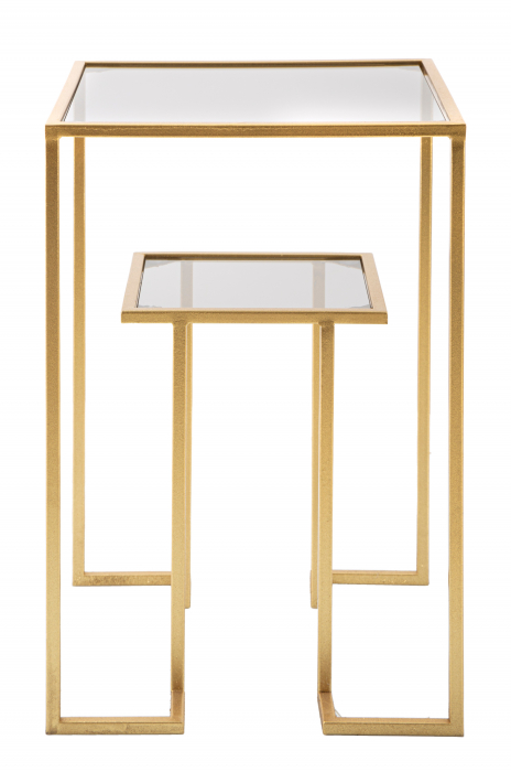 Masuta Level, Fier/Sticla, Auriu, 60x39x39 cm [6]