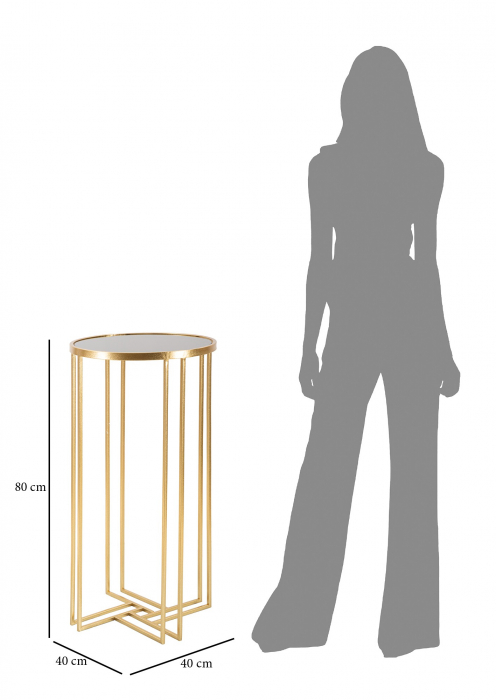 Masuta Ligles, Fier/Sticla, Auriu, 80x40x40 cm [5]