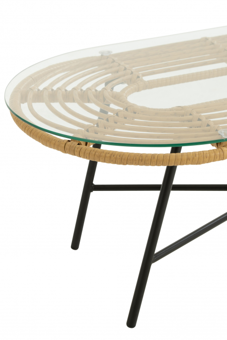 Masuta Oval, Metal, Negru, 90x50x35 cm [4]
