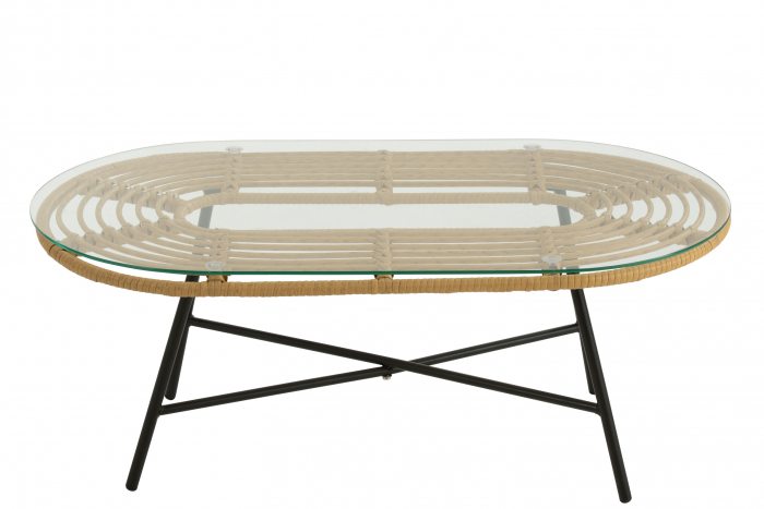 Masuta Oval, Metal, Negru, 90x50x35 cm [2]
