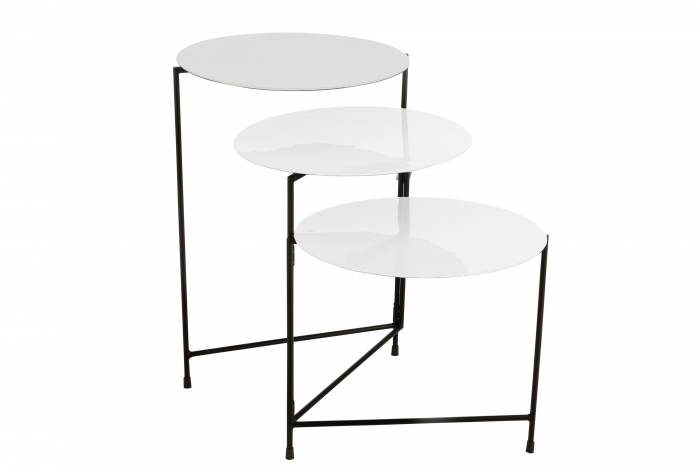 Masuta rotunda 3 Parts, Metal, Negru Alb, 125x40x61 cm