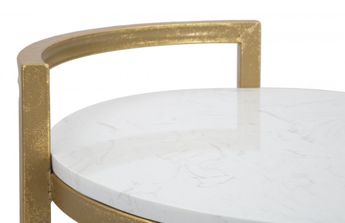 Masuta rotunda Marble, fier/marmura, auriu/alb, 40X43X50 cm [6]