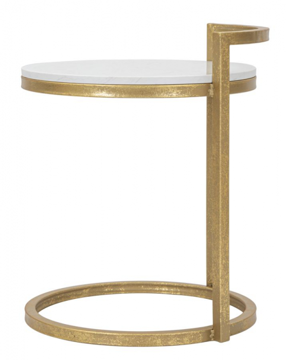 Masuta rotunda Marble, fier/marmura, auriu/alb, 40X43X50 cm [3]