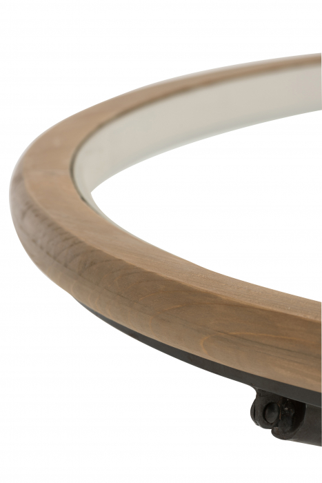 Masa Rotunda Wood, Lemn/Sticla, Natural, 100x100x40 cm [3]
