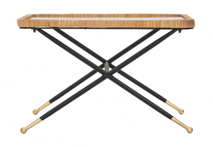 Masuta Saint Barth, Fier/Sticla/Rattan, Multicolor, 45x70x50 cm [4]