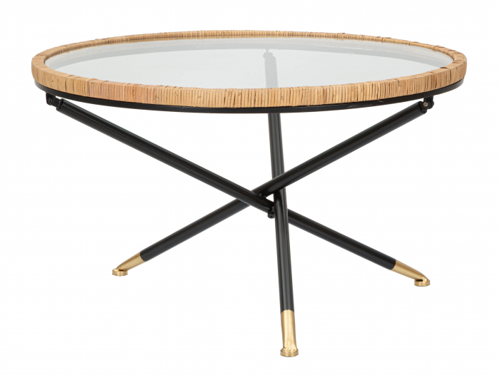 Masuta Saint Barth, Fier/Sticla/Rattan, Multicolor, 46.5x80x80 cm [4]