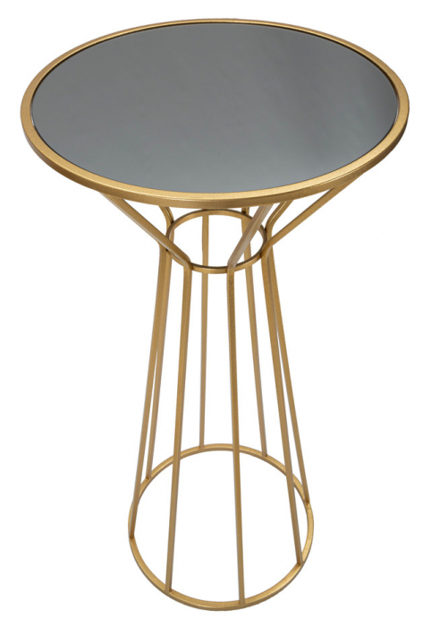 Masuta Simple New, Fier/MDF/Oglinda, Auriu, 100x50x50 cm [3]