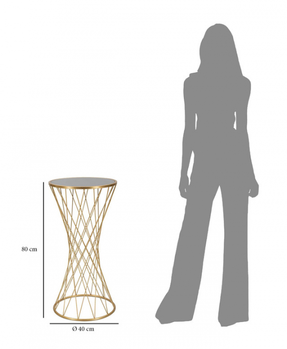 Masuta Tower, Fier/MDF/Oglinda, Auriu, 80x40x40 cm [7]